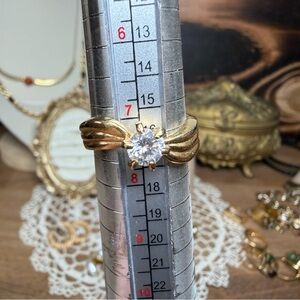 Elegant 14KT GE Gold Ring with Clear Stone